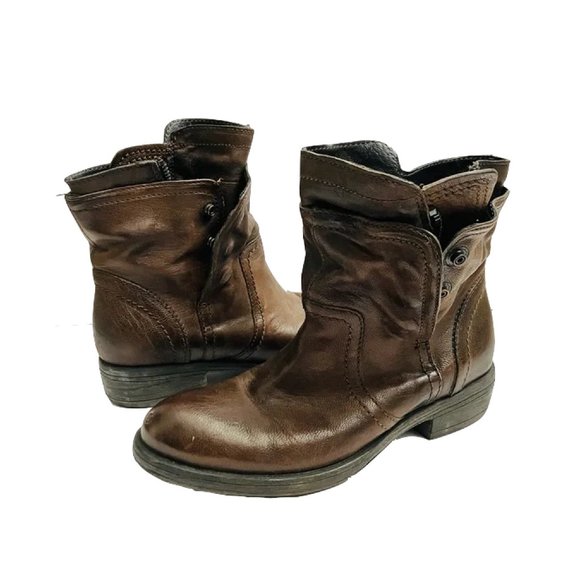 Vera Wang Shoes - Vera Wang Ozita Italian Leather Layered Brown Moto Motorcycle Combat Boots Sz 7